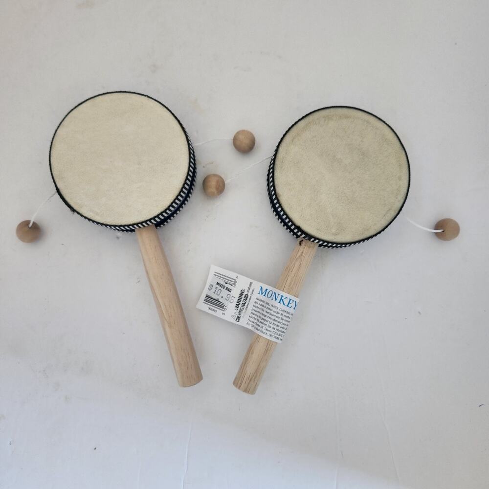 Set of 2 blue Monkey Drums